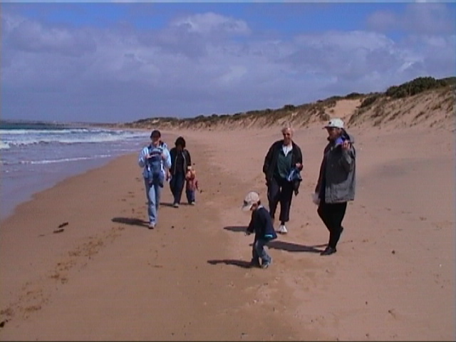Breamlea main beach, looking along the sand and dunes.